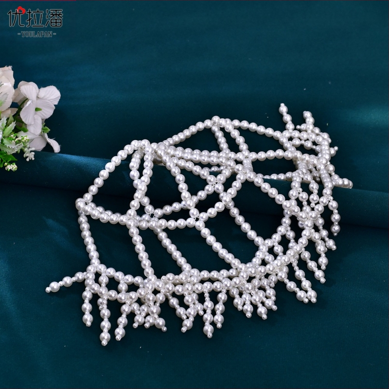 Eulapan SA31 európai és amerikai hajformázó krémfehér gyöngyös üreges bojtos fejpánt kézzel készített kalap fejdísz