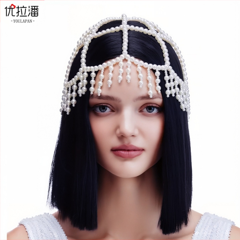 Eulapan SA31 európai és amerikai hajformázó krémfehér gyöngyös üreges bojtos fejpánt kézzel készített kalap fejdísz