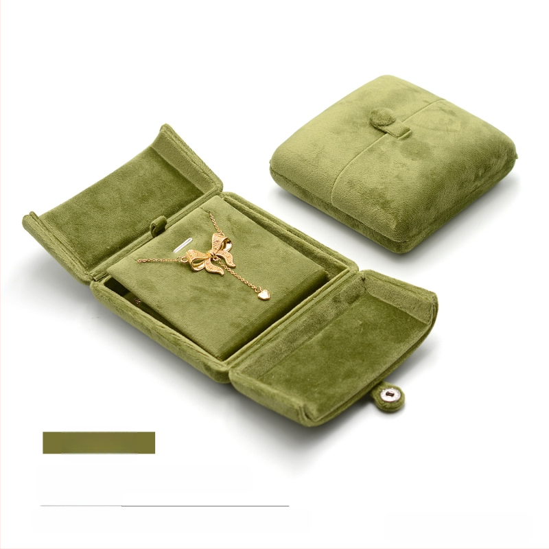 Dupla fűzöld bársony gyűrűdoboz fülbevaló nyaklánc doboz karkötő doboz karkötő karkötő doboz ékszercsomagolás