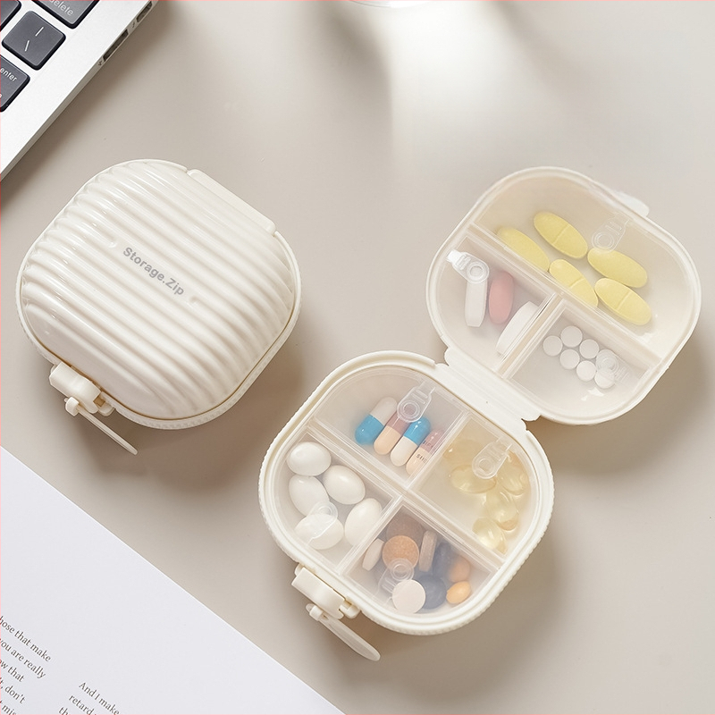 Kreatív cipzáras kis gyógyszeres doboz, hordozható, kétoldalas, különálló gyógyszertároló doboz, háztartási, nedvességálló, alcsomagolású, lezárt doboz