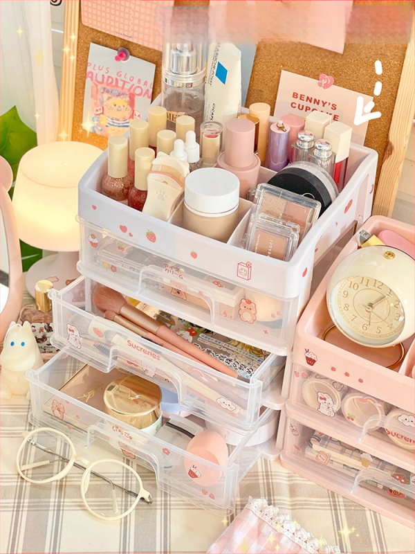 Tüdruku süda tudengi kosmeetika hoiukarp plastist hoiuriiuli sahtli ehtekarbi hoiuriiul meigi hoiukarp