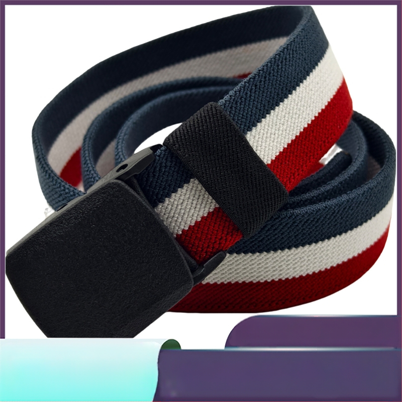 Határokon átnyúló új, háromszínű csíkos, rugalmas öv, műanyag csattal, puha öv, gyorsan áttörhető biztonsági övvel
