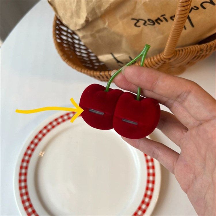 Piknikkészlet mini cseresznye tavaszi gyümölcs aranyos lány ajándék pelyhesítő ékszerdoboz tárolódoboz