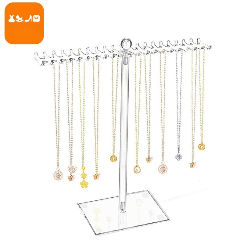 Határokon átnyúló akril nyaklánc tároló doboz átlátszó nyaklánc tartó ékszer tároló doboz kijelző állvány kétoldalú akasztóval