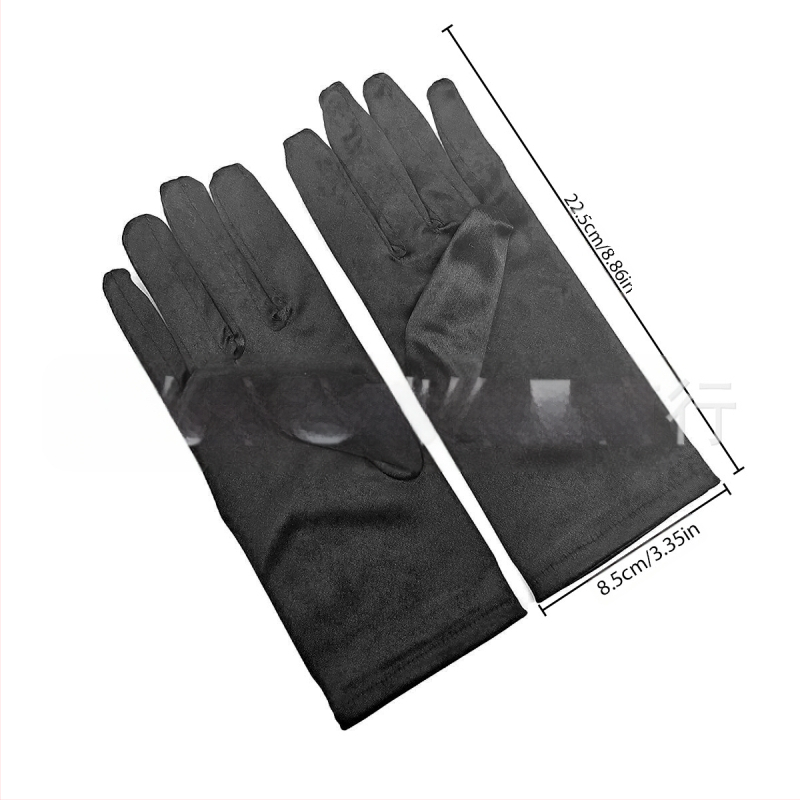 Öltöztesd fel a tiszta színű, rövid, sima szatén szatén kesztyűket Menyasszonyi, esküvői kesztyűk Halloween smink parti női rövid kesztyűk