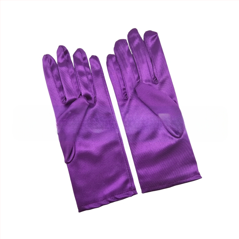 Öltöztesd fel a tiszta színű, rövid, sima szatén szatén kesztyűket Menyasszonyi, esküvői kesztyűk Halloween smink parti női rövid kesztyűk