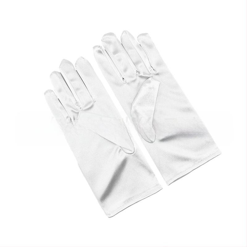 Öltöztesd fel a tiszta színű, rövid, sima szatén szatén kesztyűket Menyasszonyi, esküvői kesztyűk Halloween smink parti női rövid kesztyűk