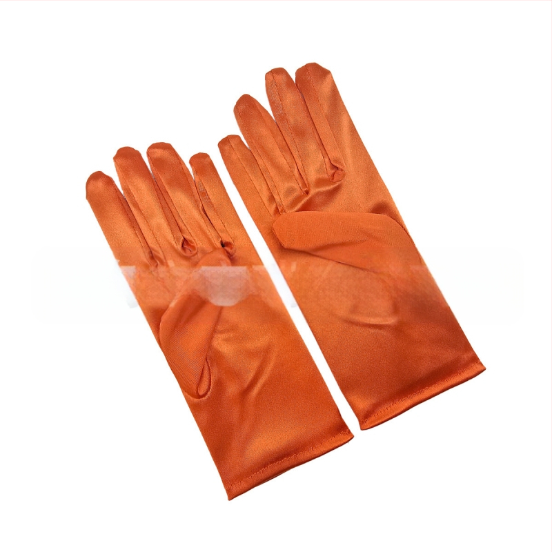 Öltöztesd fel a tiszta színű, rövid, sima szatén szatén kesztyűket Menyasszonyi, esküvői kesztyűk Halloween smink parti női rövid kesztyűk