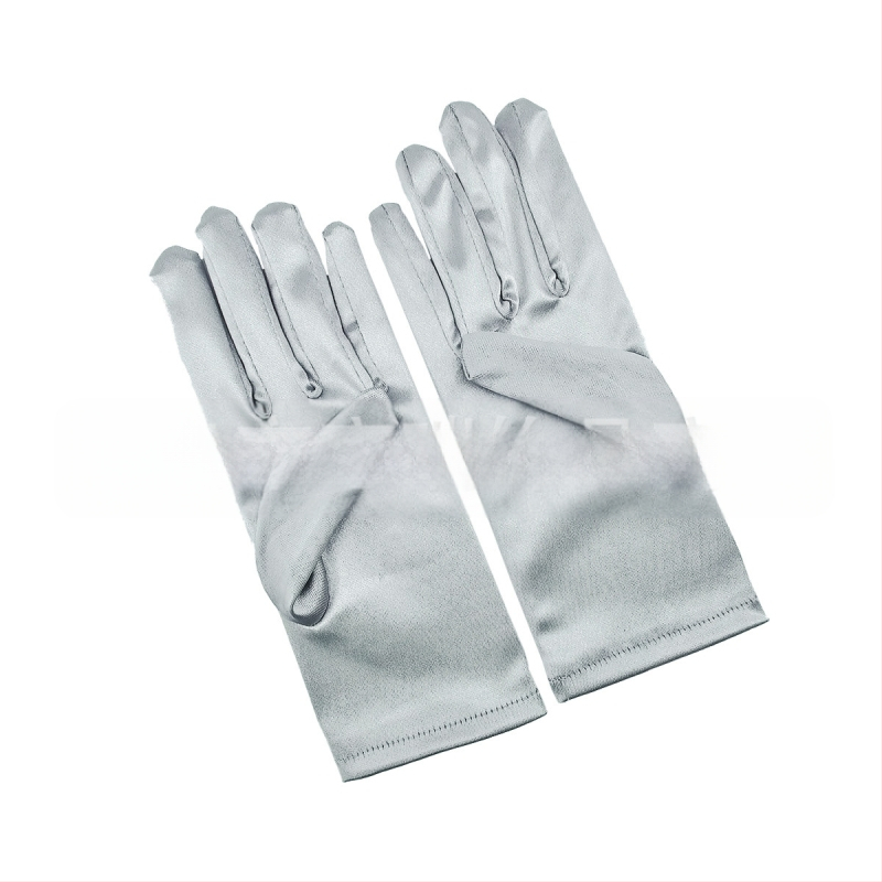 Öltöztesd fel a tiszta színű, rövid, sima szatén szatén kesztyűket Menyasszonyi, esküvői kesztyűk Halloween smink parti női rövid kesztyűk