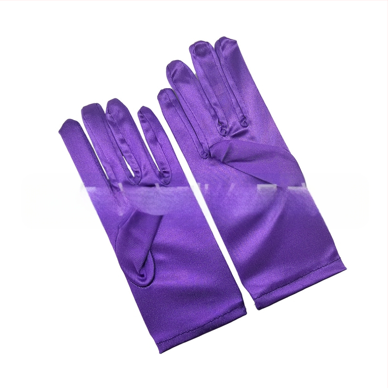 Öltöztesd fel a tiszta színű, rövid, sima szatén szatén kesztyűket Menyasszonyi, esküvői kesztyűk Halloween smink parti női rövid kesztyűk