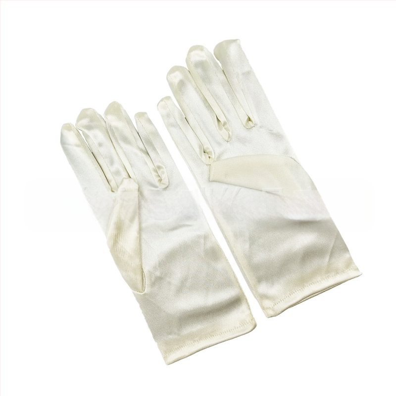 Öltöztesd fel a tiszta színű, rövid, sima szatén szatén kesztyűket Menyasszonyi, esküvői kesztyűk Halloween smink parti női rövid kesztyűk