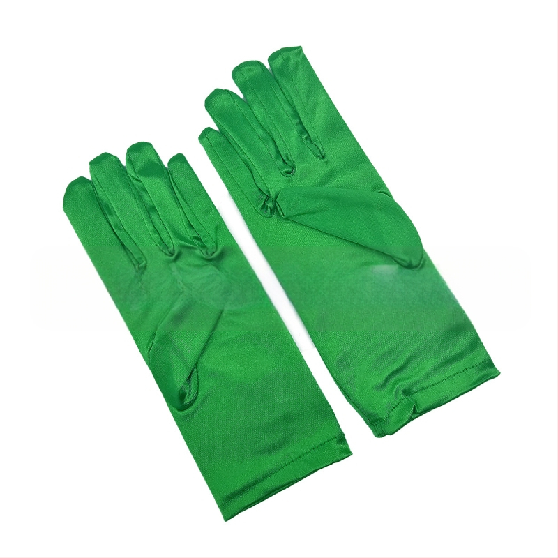 Öltöztesd fel a tiszta színű, rövid, sima szatén szatén kesztyűket Menyasszonyi, esküvői kesztyűk Halloween smink parti női rövid kesztyűk