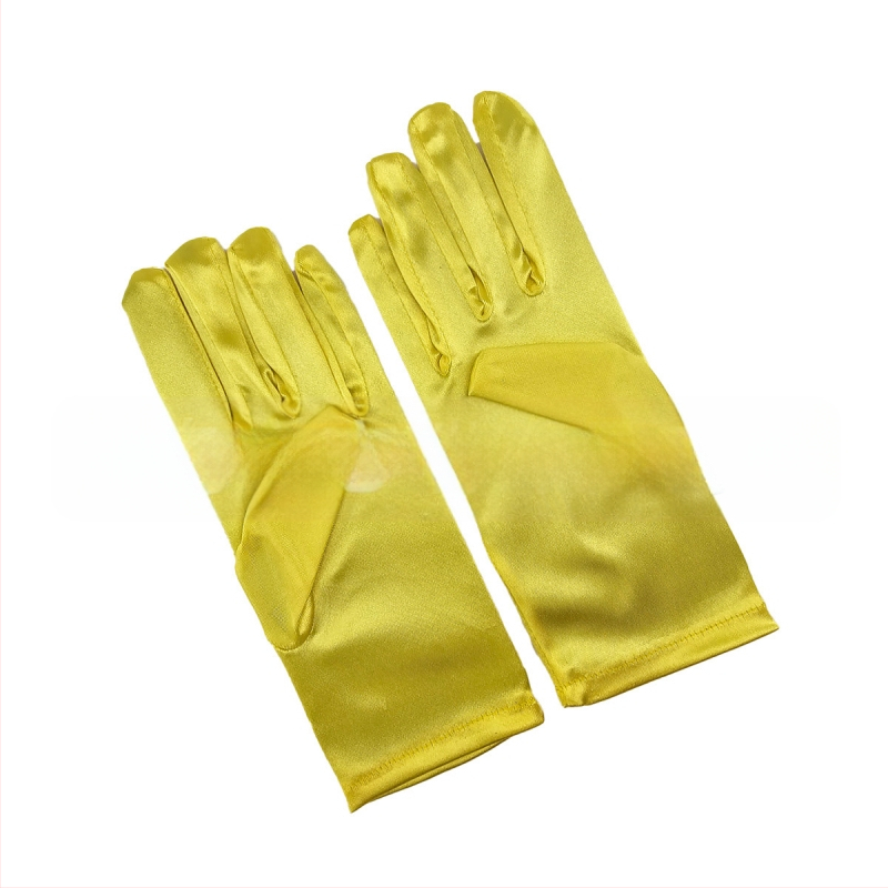 Öltöztesd fel a tiszta színű, rövid, sima szatén szatén kesztyűket Menyasszonyi, esküvői kesztyűk Halloween smink parti női rövid kesztyűk