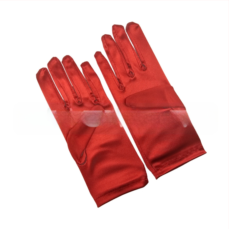 Öltöztesd fel a tiszta színű, rövid, sima szatén szatén kesztyűket Menyasszonyi, esküvői kesztyűk Halloween smink parti női rövid kesztyűk