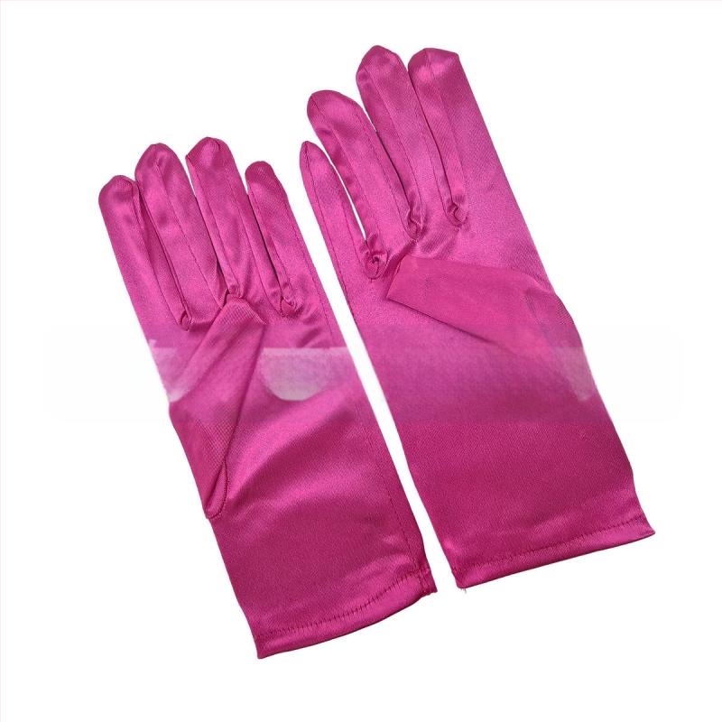 Öltöztesd fel a tiszta színű, rövid, sima szatén szatén kesztyűket Menyasszonyi, esküvői kesztyűk Halloween smink parti női rövid kesztyűk