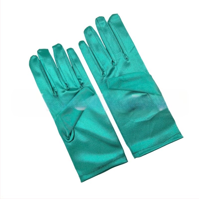 Öltöztesd fel a tiszta színű, rövid, sima szatén szatén kesztyűket Menyasszonyi, esküvői kesztyűk Halloween smink parti női rövid kesztyűk