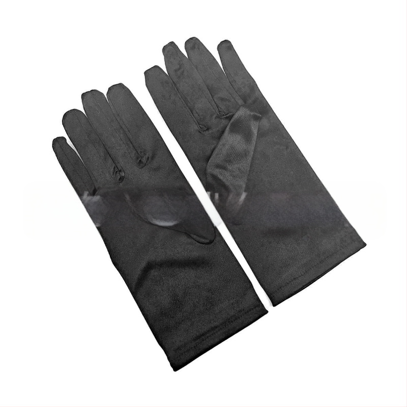 Öltöztesd fel a tiszta színű, rövid, sima szatén szatén kesztyűket Menyasszonyi, esküvői kesztyűk Halloween smink parti női rövid kesztyűk