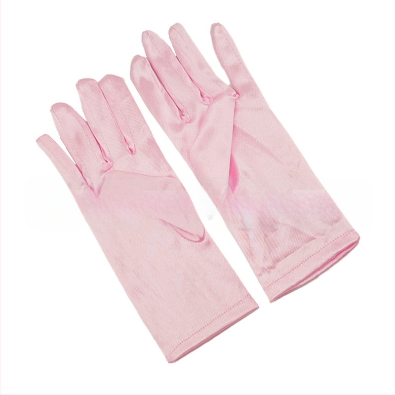 Öltöztesd fel a tiszta színű, rövid, sima szatén szatén kesztyűket Menyasszonyi, esküvői kesztyűk Halloween smink parti női rövid kesztyűk