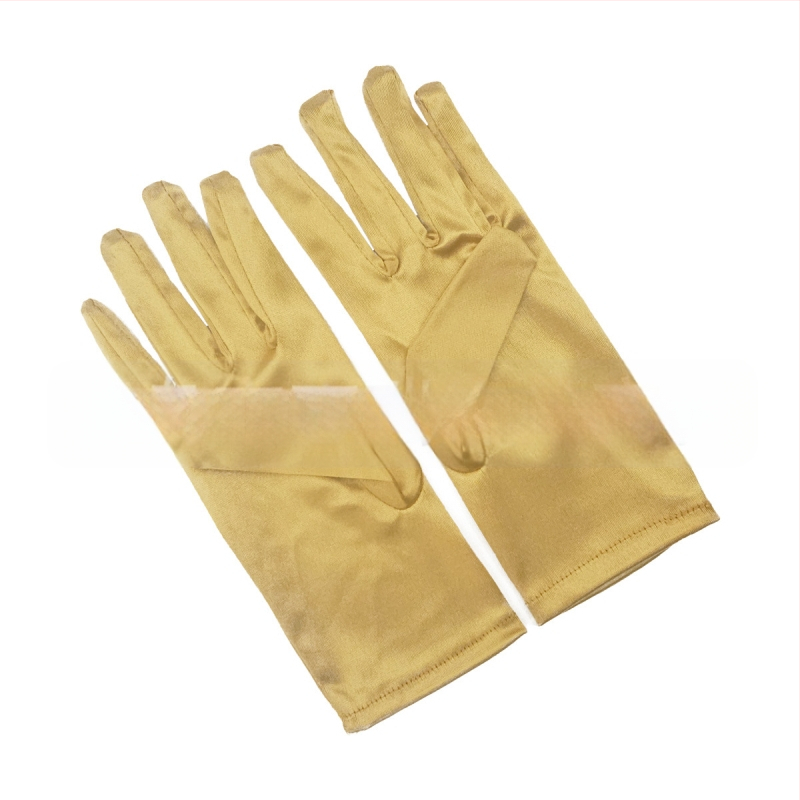 Öltöztesd fel a tiszta színű, rövid, sima szatén szatén kesztyűket Menyasszonyi, esküvői kesztyűk Halloween smink parti női rövid kesztyűk