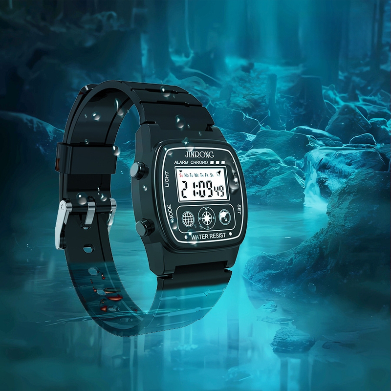 Ceasuri digitale sport pentru bărbați și femei, impermeabile până la 30 m, curea din PU, ceas digital multifuncțional cu afișaj pătrat mic