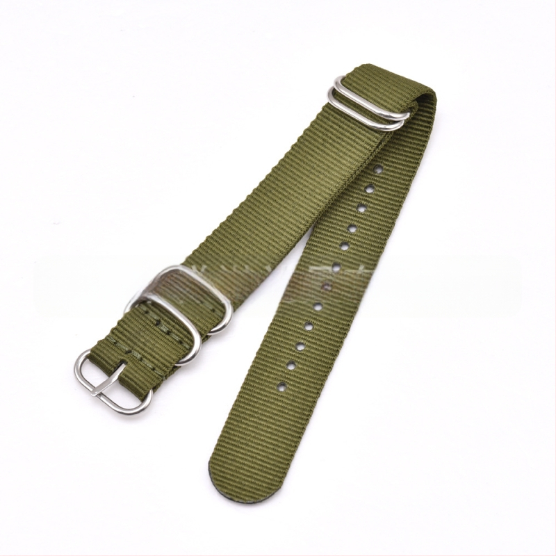 Kvaliteetne viie rõngaga nailonrihmaga ühevärviline lõuendist kellarihm 18 20 22 24 mm ühevärviline kootud käevõru laos.