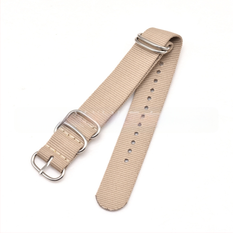 Kvaliteetne viie rõngaga nailonrihmaga ühevärviline lõuendist kellarihm 18 20 22 24 mm ühevärviline kootud käevõru laos.