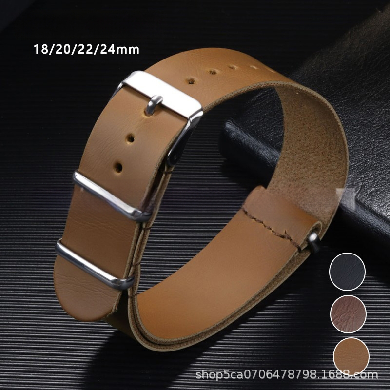 Vintage műbőr PU NATO és ZULU férfi szíj 18/20/22/24 mm-es fekete barna ezüst csattal