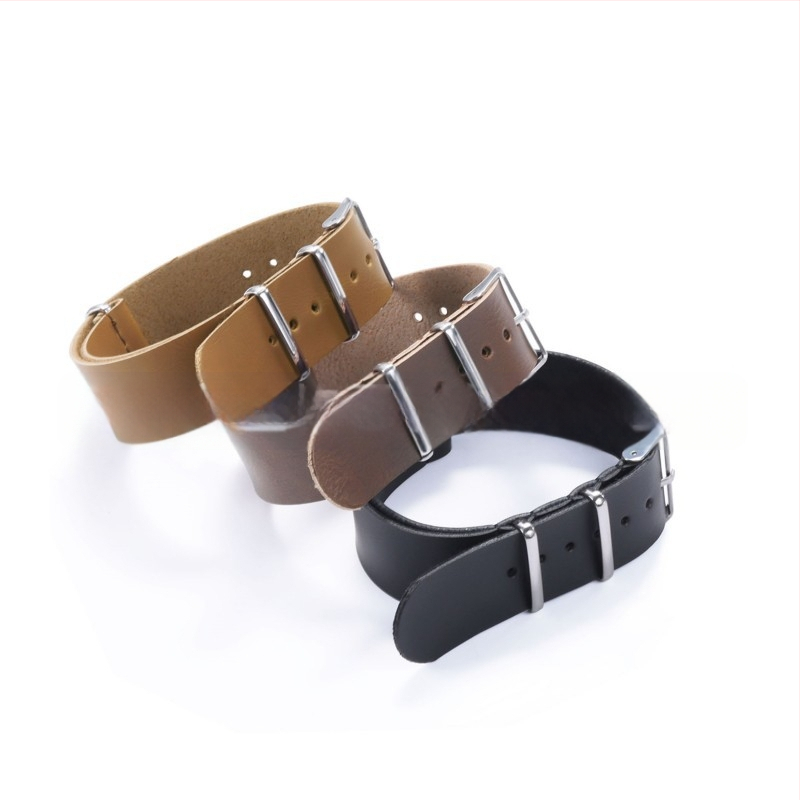 Vintage műbőr PU NATO és ZULU férfi szíj 18/20/22/24 mm-es fekete barna ezüst csattal