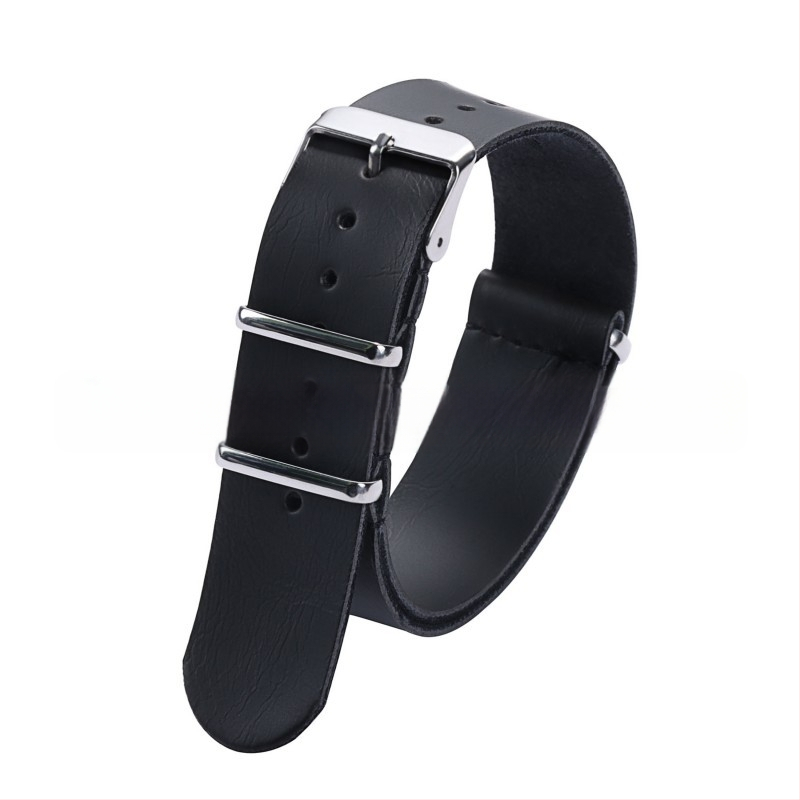 Vintage műbőr PU NATO és ZULU férfi szíj 18/20/22/24 mm-es fekete barna ezüst csattal