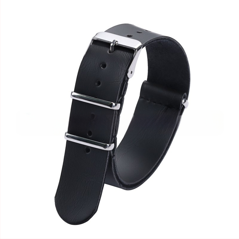 Vintage műbőr PU NATO és ZULU férfi szíj 18/20/22/24 mm-es fekete barna ezüst csattal