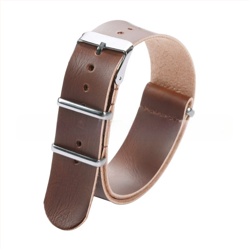 Vintage műbőr PU NATO és ZULU férfi szíj 18/20/22/24 mm-es fekete barna ezüst csattal