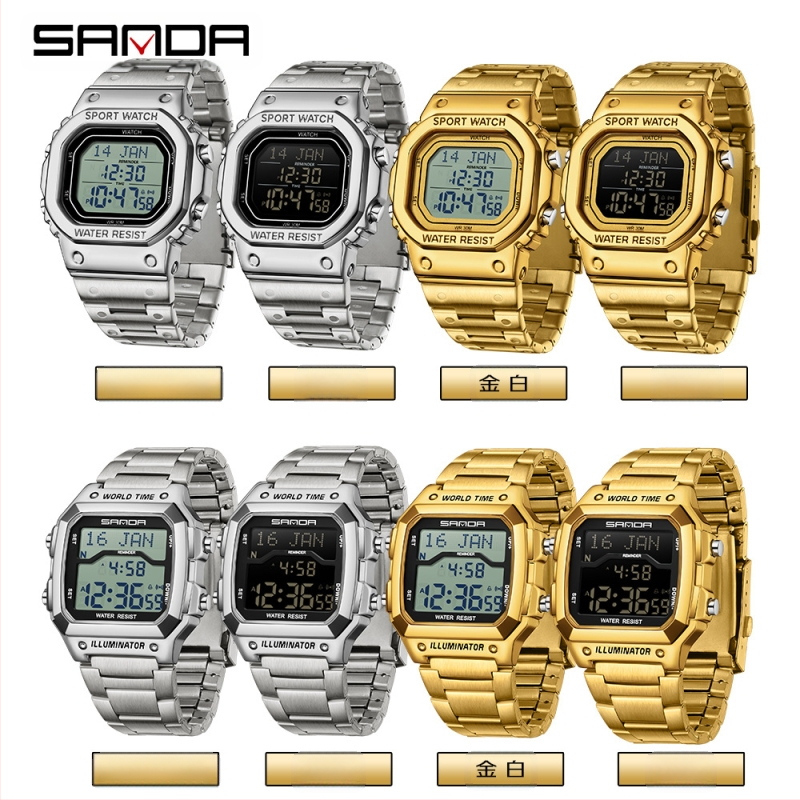 „Sanda“ elektroninis laikrodis Viduriniuose Rytuose, tarpvalstybinis žymių kompasas, tylus daugiafunkcis laiko priminimas, daugiafunkcis vyriškas laikrodis