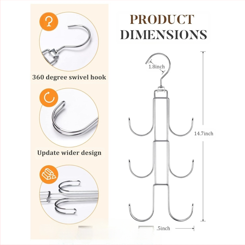 Forgatható multifunkcionális fém táskatartó kézitáska öv 360 fokban forgó hardverhorog helytakarékos állvány