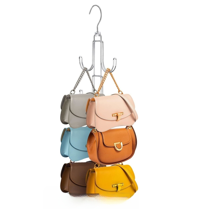 Forgatható multifunkcionális fém táskatartó kézitáska öv 360 fokban forgó hardverhorog helytakarékos állvány