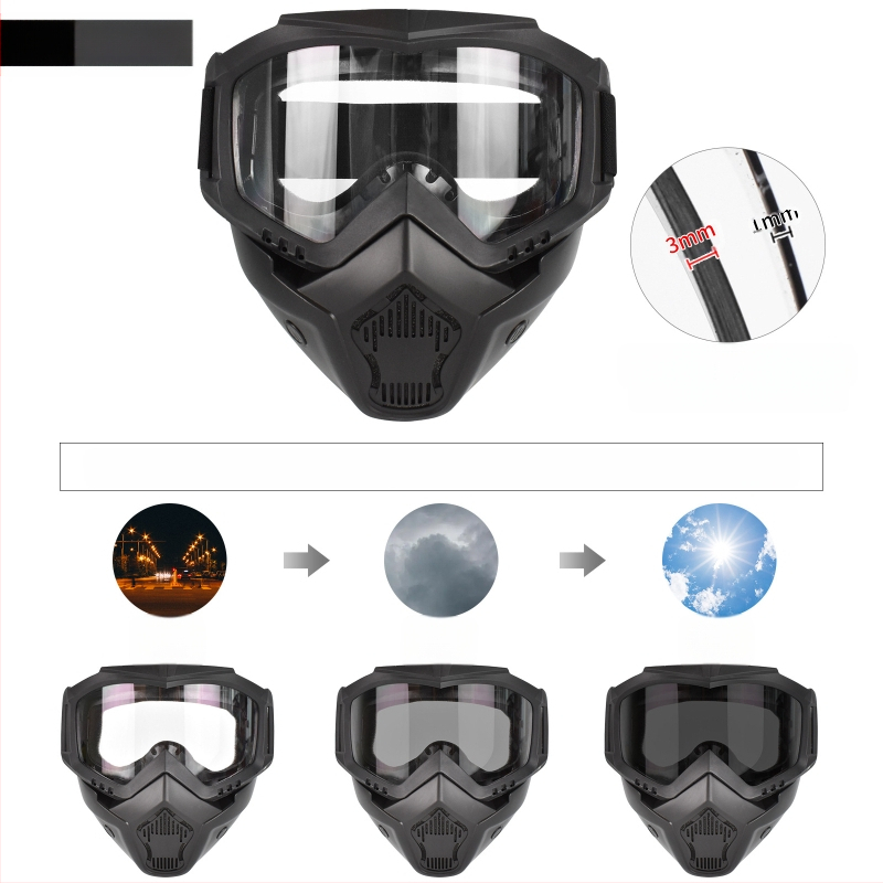 Mască tactică cu lentilă schimbătoare de culoare 3MM, mască de protecție pentru ciclism în aer liber, schi fond, ochelari de protecție CS în aer liber