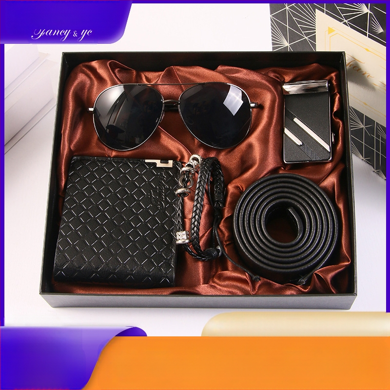 Vyrams skirtas verslo dovanų rinkinys „Crossborder“, diržas, piniginė, akiniai nuo saulės, apyrankė, praktiška Valentino dienos dovana Padėkos proga