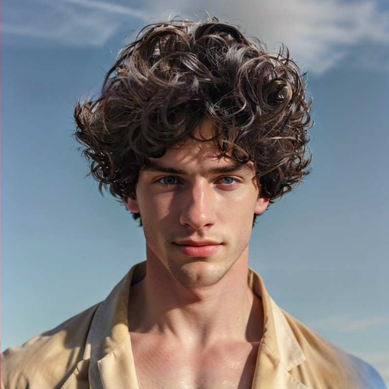 TEMU Euroopa ja Ameerika parukas meeste parukas lühikesed juuksed meeste kohev tumepruun parukas tukk ülespööratud lühikesed juuksed lokkis juuksed