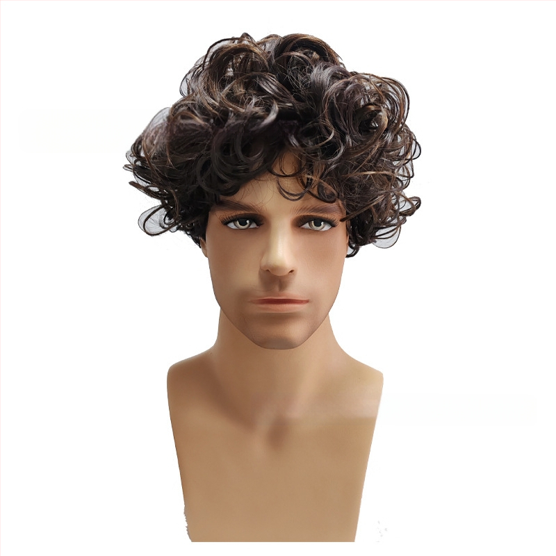 TEMU Euroopa ja Ameerika parukas meeste parukas lühikesed juuksed meeste kohev tumepruun parukas tukk ülespööratud lühikesed juuksed lokkis juuksed