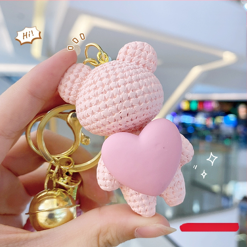 Kreativni ljubavni medvjedić privjesak za ključeve od smole, par lutaka, školska torba, privjesak za ključeve od automobila, mali poklon na veliko