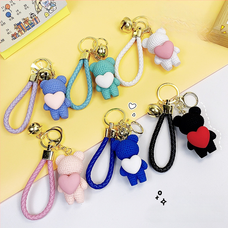 Kreativni ljubavni medvjedić privjesak za ključeve od smole, par lutaka, školska torba, privjesak za ključeve od automobila, mali poklon na veliko