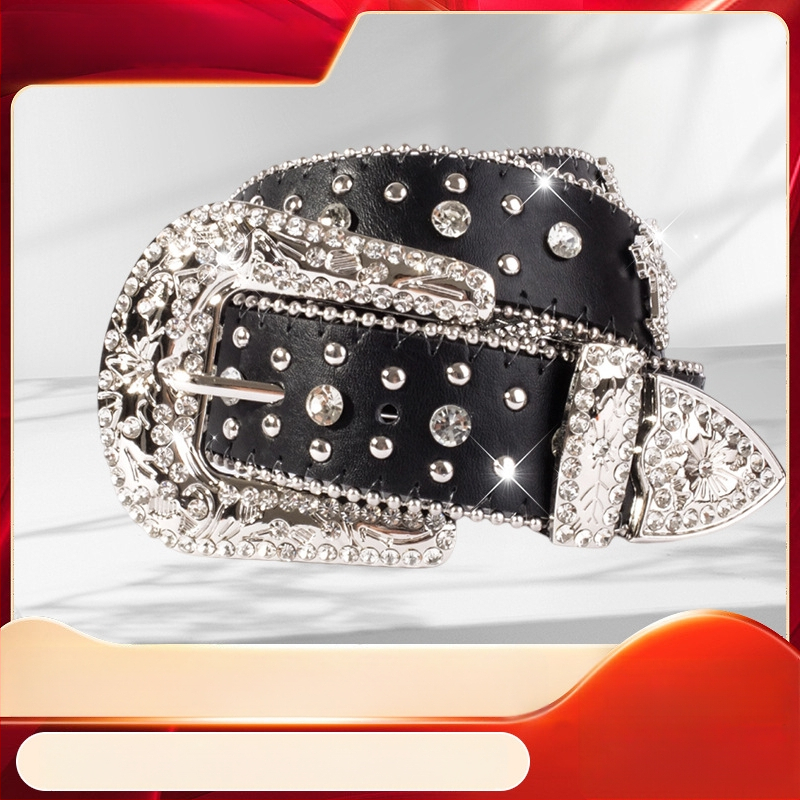 Gyári nagykereskedelmi kereszt ötvözet strassz öv punk stílusú divatos öv személyiség western farmer ruházati kiegészítők