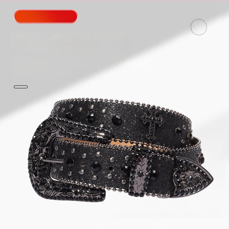 Gyári nagykereskedelmi kereszt ötvözet strassz öv punk stílusú divatos öv személyiség western farmer ruházati kiegészítők