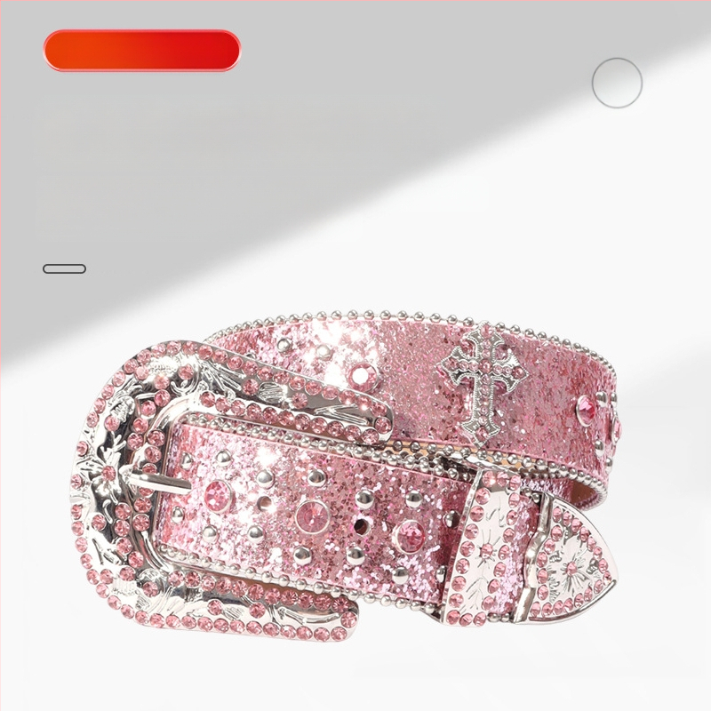 Gyári nagykereskedelmi kereszt ötvözet strassz öv punk stílusú divatos öv személyiség western farmer ruházati kiegészítők