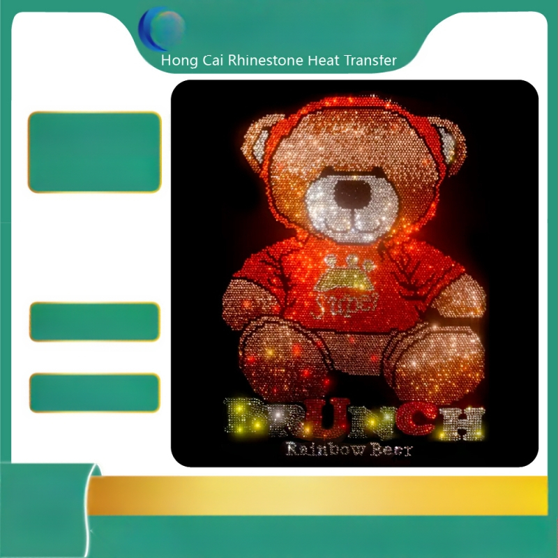 Tarpvalstybiniai vaikų drabužiai, karšto kalnų krištolo rašto perkėlimas, meškiuko logotipas, drabužiai, karštas kalnų krištolas, karšto štampavimo „pasidaryk pats“ kalnų krištolo aksesuarų apdirbimas, didmeninė prekyba