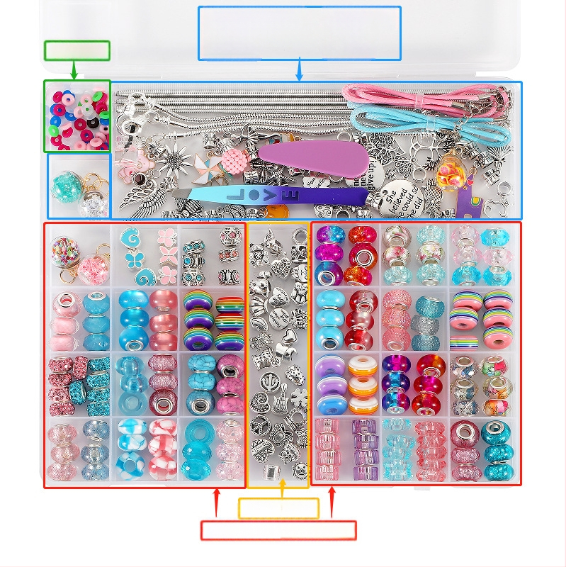 305 vnt. rankų darbo „pasidaryk pats“ vaikų papuošalai, apyrankės kostiumas, krištolo karoliukai, edukacinis žaislas, dovana