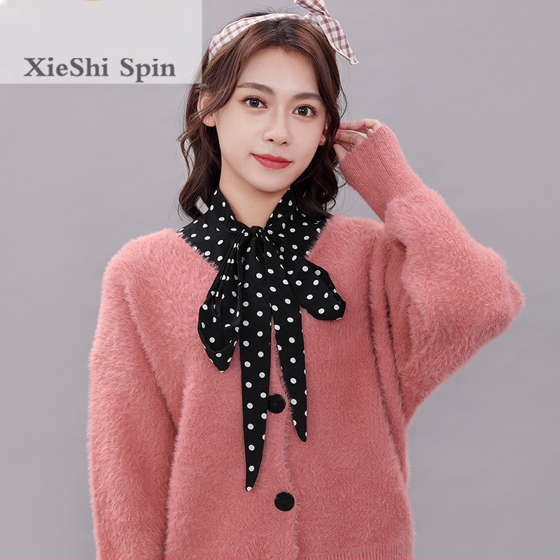 Koreai stílusú új koreai stílusú pöttyös sál, hamis galléros női inggallér, dekoratív masni inggallérral