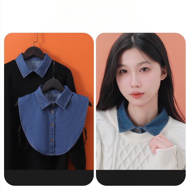 Naiste kevad- ja sügisene teksariie, mitmekülgne Korea stiilis särkkrae ja kampsun, meeste moodne vabaaja võltskrae