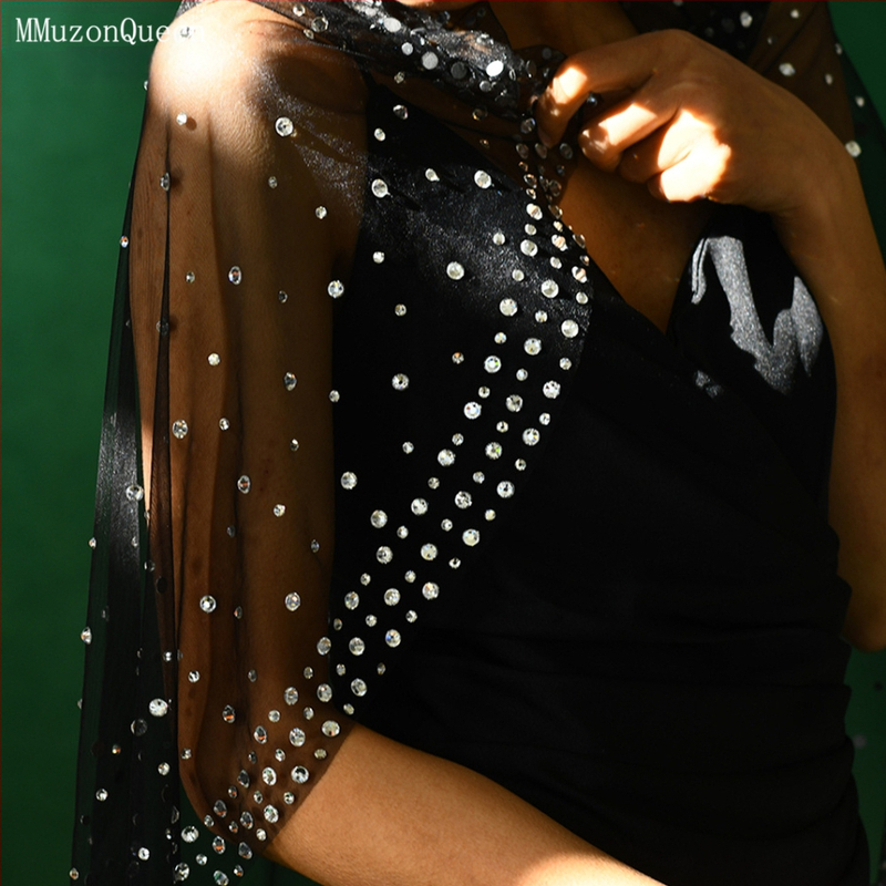 Manzhen strasszos fekete menyasszonyi fonal titkosított strasszos hajfésű nélküli esküvői fonal vintage fotóékszer M132