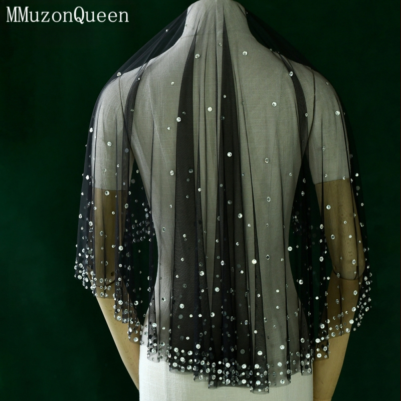 Manzhen strasszos fekete menyasszonyi fonal titkosított strasszos hajfésű nélküli esküvői fonal vintage fotóékszer M132