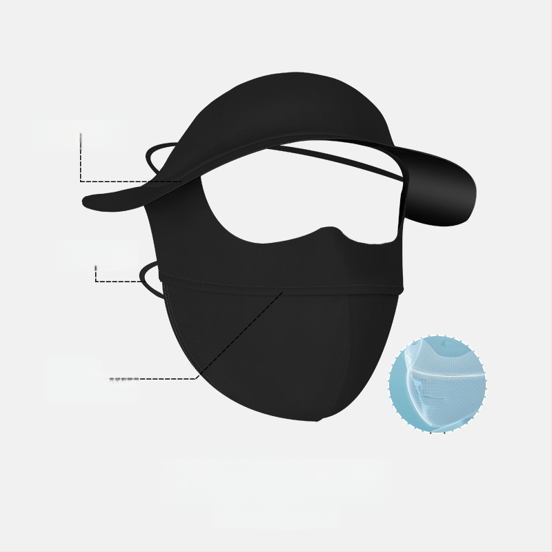 Suvine must kummist äärega Gini nailonist jääsiidist päikesekaitsemask naistele UPF50 hingav ratsapatsimask